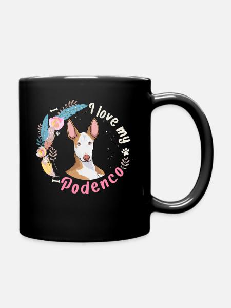 J'adore mon cadeau de chien Podenco - Mug uni - noir