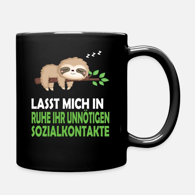 Faultier Schlafanzug Nachthemd Schlafshirt Pyjama - Tasse einfarbig - Schwarz