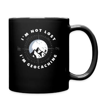 Lustiges Geocacher Geocache Geocaching Geschenk - Tasse einfarbig - Schwarz - Rechts