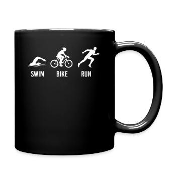 Swim Bike Run Triathlet Triathlon - Tasse einfarbig - Schwarz - Rechts