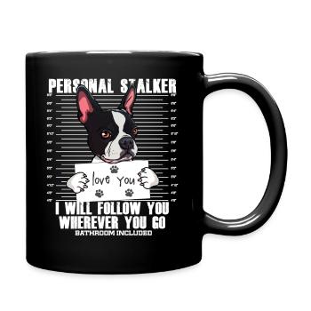 Dessin animé drôle d'amant de chien de Boston Terrier - Mug uni - noir - Droite