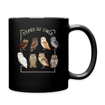 Eule Nacht - Tasse einfarbig - Schwarz - Rechts