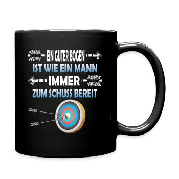 Bogenschießen Bogenschiessen Pfeil und Bogen Jäger - Tasse einfarbig - Schwarz - Rechts