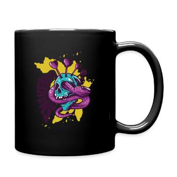 Darts Snakebite skull snake darts - Full Colour Mug - black - Right