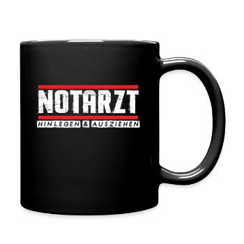 Notarzt bitte ausziehen Sanitäter Ersthelfer - Tasse einfarbig - Schwarz - Rechts