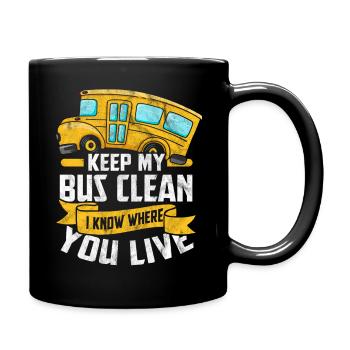 Bus - Tasse einfarbig - Schwarz - Rechts
