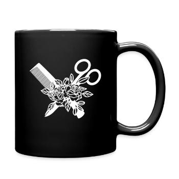 Hairdressing comb and hairdressing scissors - Full Colour Mug - black - Right