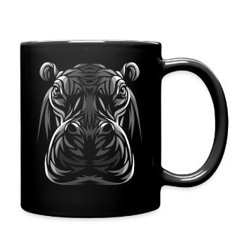 tribal hippo - Full Colour Mug - black - Right