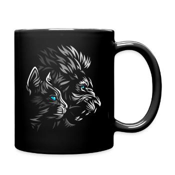 Chat et Lion Tribal - Mug uni - noir - Droite
