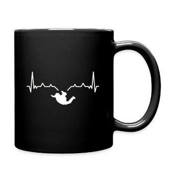 Herzschlag Fallschirmspringen Skydiving - Tasse einfarbig - Schwarz - Rechts