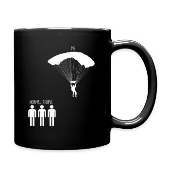 Lustiges Fallschirmspringen Geschenk für Männer - Tasse einfarbig - Schwarz - Rechts