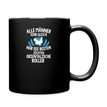 Orientalischer Roller Taubenzüchter Tauben Feder - Tasse einfarbig - Schwarz - Rechts