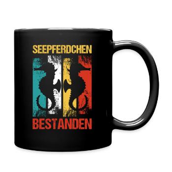 Seepferdchen Bestanden Frühschwimmer Abzeichen - Tasse einfarbig - Schwarz - Rechts