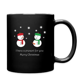 Bonhommes de neige pervers avec des voeux de Noël - Mug uni - noir - Droite