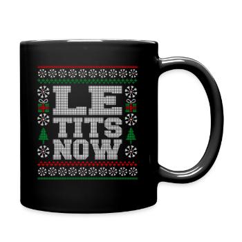 Le Tits Now Funny Ugly Christmas Pattern - Tasse einfarbig - Schwarz - Rechts