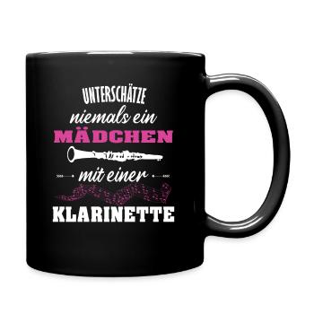 Unterschätze niemals ein Mädchen mit Klarinette - Tasse einfarbig - Schwarz - Rechts