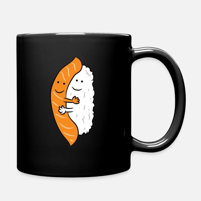 Sushi Hugging Salmon Cute Japanese Sushi - Tasse einfarbig - Schwarz