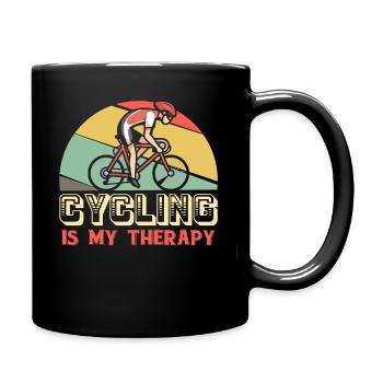 Cycling Is My Therapy - Cyclists Cycling - Full Colour Mug - black - Right