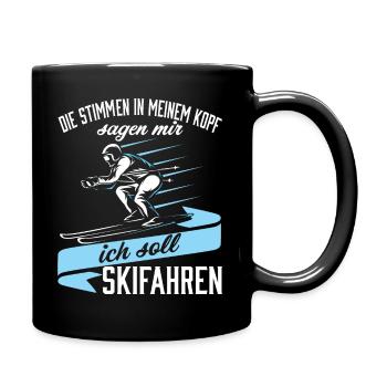 Ich soll Skifahren - Tasse einfarbig - Schwarz - Rechts