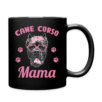 Cane corso mama owner woman glasses flowers - Full Colour Mug - black - Right