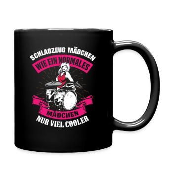 Schlagzeug Mädchen wie ein normales Mädchen - Tasse einfarbig - Schwarz - Rechts
