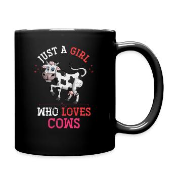 Vache fille ferme - Mug uni - noir - Droite