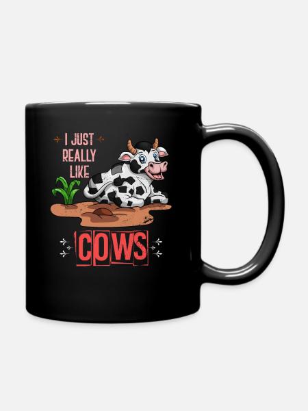 Kuh Bauernhof - Tasse einfarbig - Schwarz