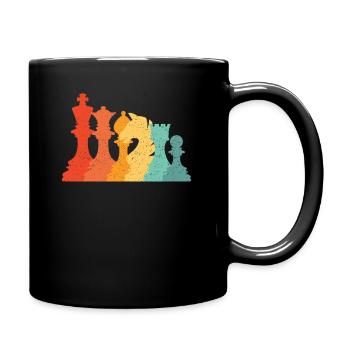 Vintage Retro Schachstücke - Tasse einfarbig - Schwarz - Rechts