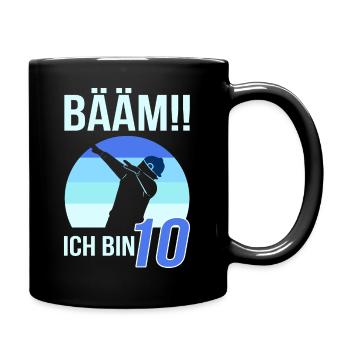 10 Jahre Geburtstag Kindergeburtstag - Tasse einfarbig - Schwarz - Rechts