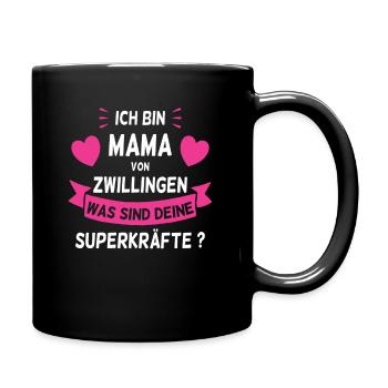 Ich bin Mama von Zwillingen Was sind deine - Tasse einfarbig - Schwarz - Rechts