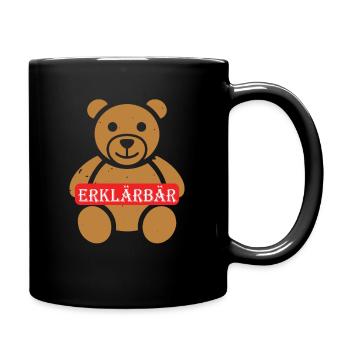 Erklärbär Lehrer Referendar Geschenk - Tasse einfarbig - Schwarz - Rechts