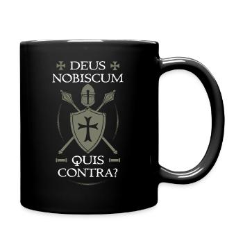 Templer-Rüstung + Deus Nobiscum Quis Contra - Tasse einfarbig - Schwarz - Rechts