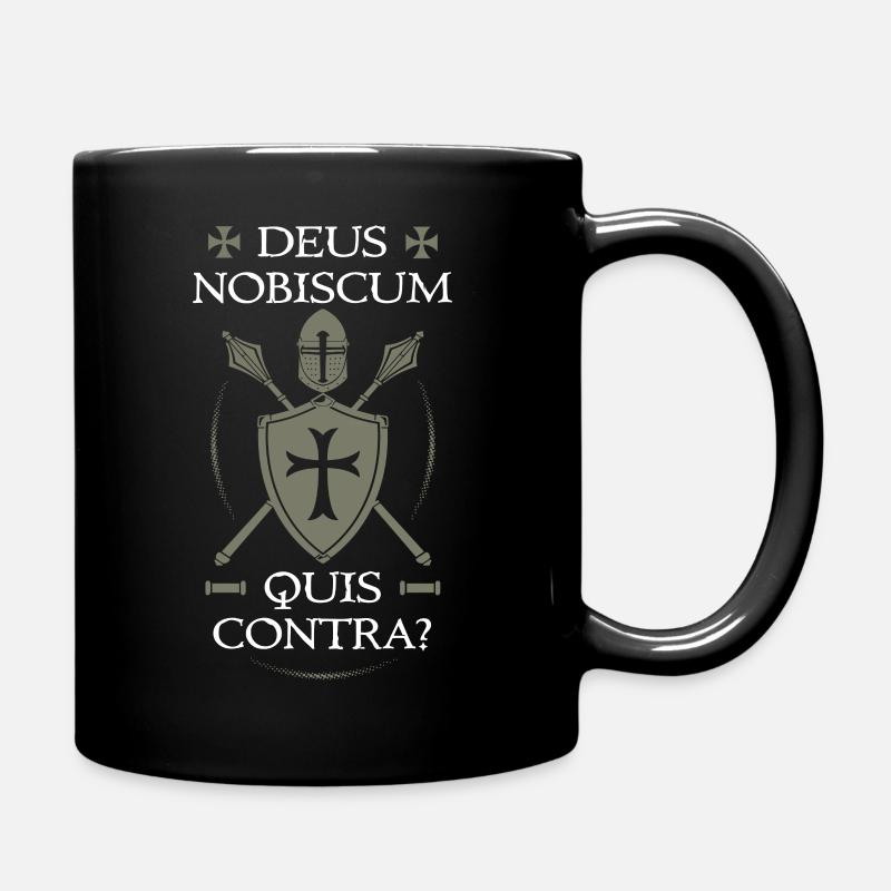 Templer-Rüstung + Deus Nobiscum Quis Contra - Tasse einfarbig - Schwarz