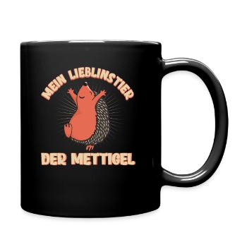 Mettigel Mein Lieblingstier Mett Hackfleisch Motiv - Tasse einfarbig - Schwarz - Rechts