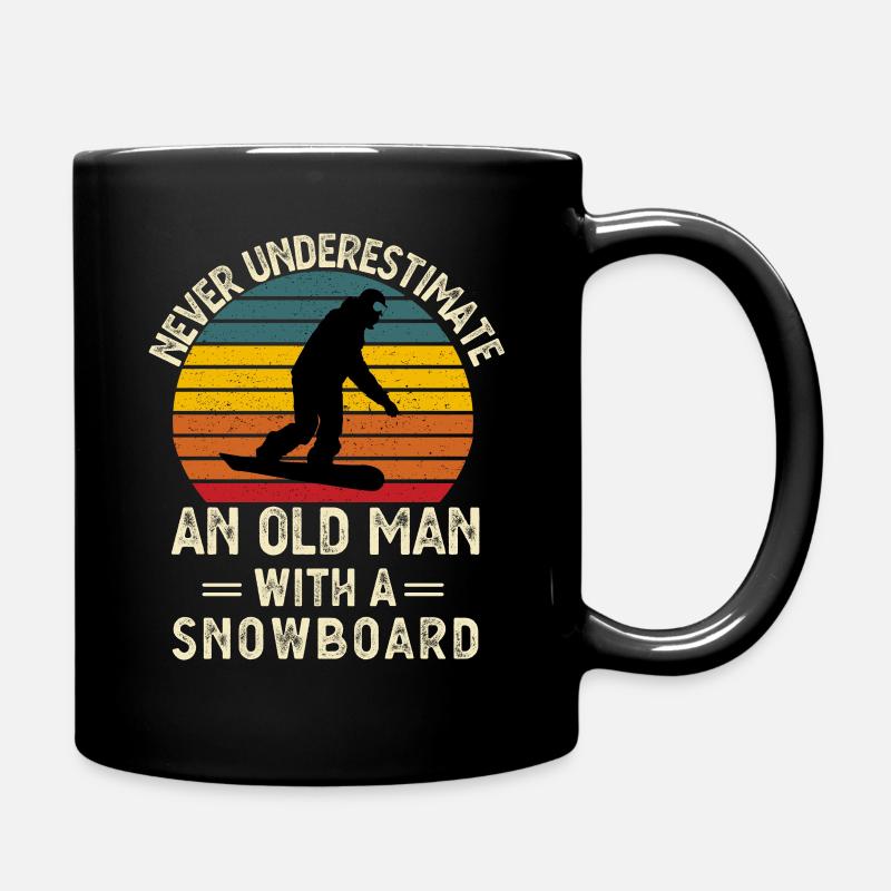 Never Underestimate An Old Man With A Snowboard - Full Colour Mug - black