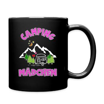 Camping Mädchen - Tasse einfarbig - Schwarz - Rechts