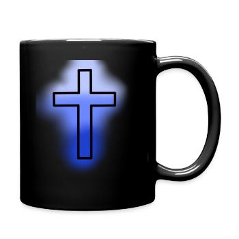 croix bleu - Mug uni - noir - Droite