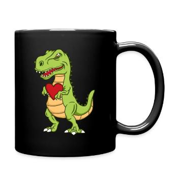 Dinosaur Hearts Funny Valentines Day Gift - Full Colour Mug - black - Right