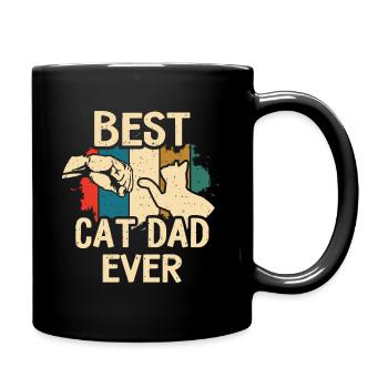 Best Cat Dad Ever - Vintage Retro Cat Father Gift - Full Colour Mug - black - Right