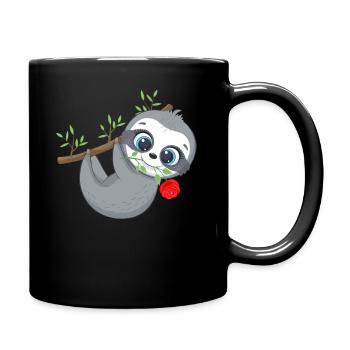 Valentine's day gift sloth with rose - Full Colour Mug - black - Right