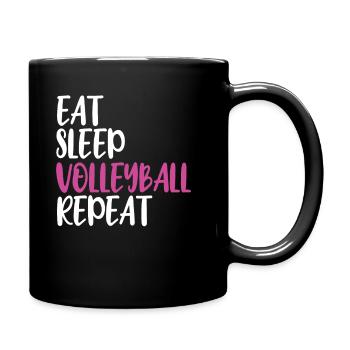 Eat Sleep Volleyball Repeat - Full Colour Mug - black - Right