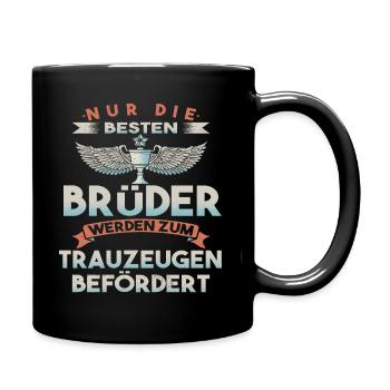 Geschenk für Bruder als Trauzeuge - Tasse einfarbig - Schwarz - Rechts
