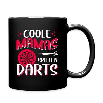 Damen Coole Mamas spielen Darts! Geschenkidee - Tasse einfarbig - Schwarz - Rechts