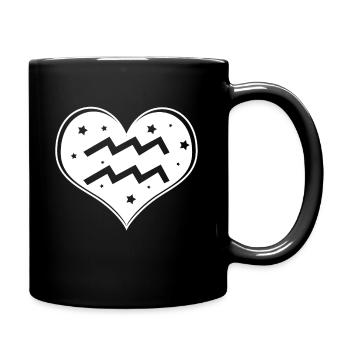 Sternzeichen Wassermann - Tasse einfarbig - Schwarz - Rechts
