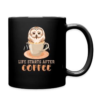 Eule Kaffee - Tasse einfarbig - Schwarz - Rechts