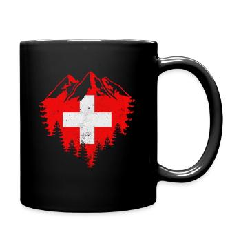 Schweiz Berge - Tasse einfarbig - Schwarz - Rechts