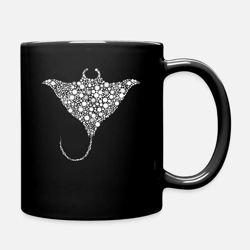 Manta Ray Scuba Diver Gift - Full Colour Mug - black