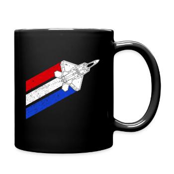 F-22 Raptor Flugzeug USA Contrails Rot Wei� Blau - Tasse einfarbig - Schwarz - Rechts