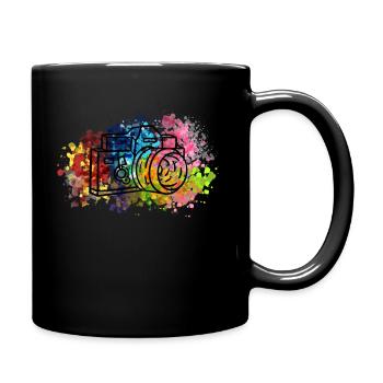 Bunte Kamera - Farbexplosion Fotograf Geschenk - Tasse einfarbig - Schwarz - Rechts