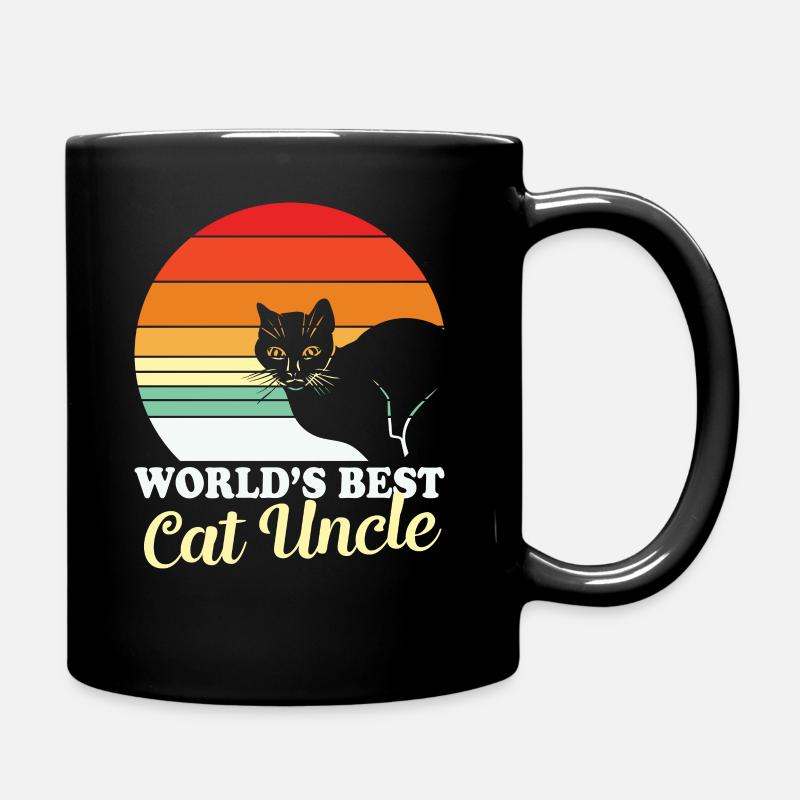 Retro Katzen Design "World's best cat uncle" - Tasse einfarbig - Schwarz